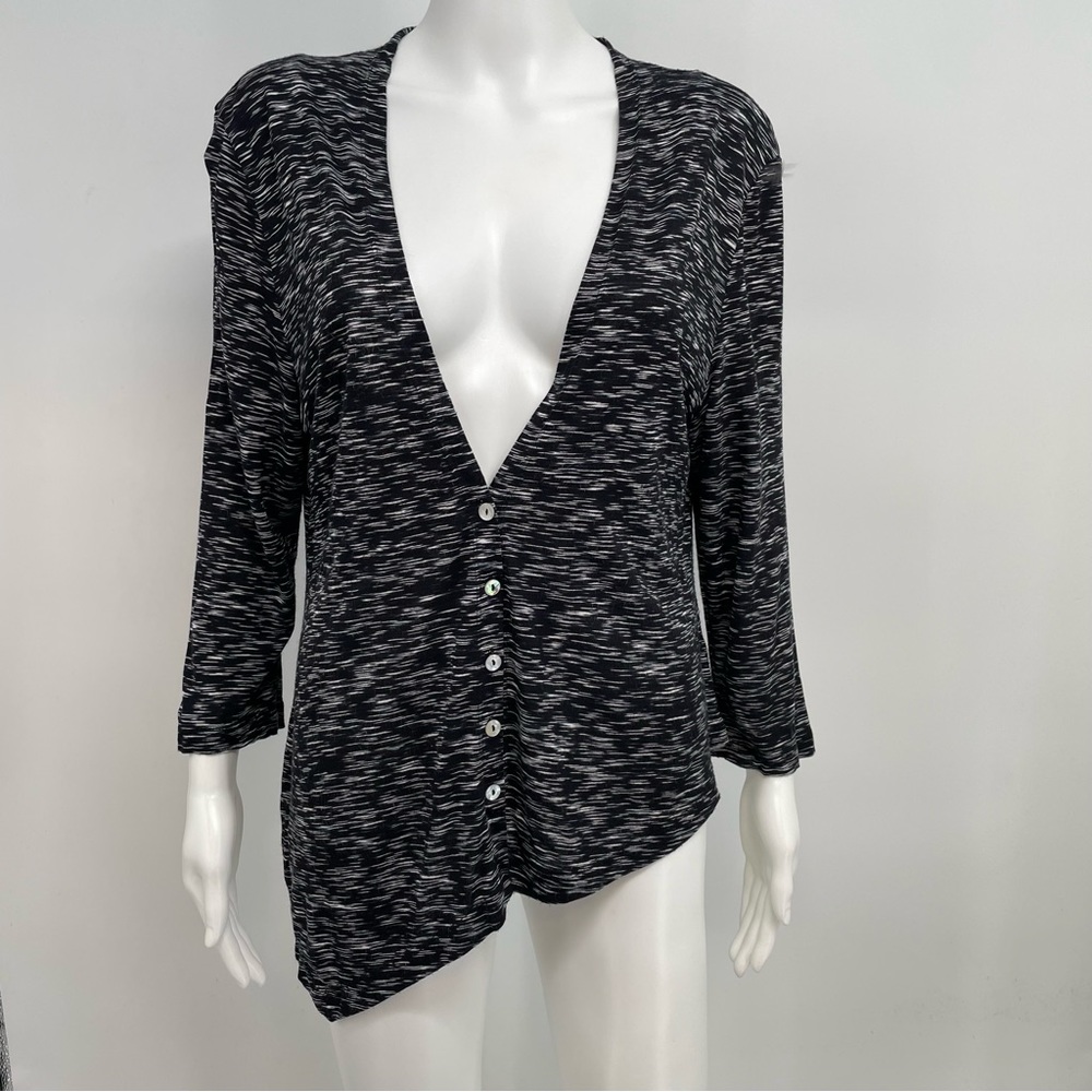 Alembika Asymmetrical Cardigan Women’s EU 4 Black/White Space-dye V-Neck